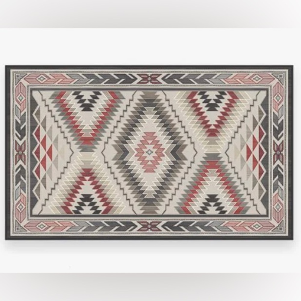 Ruggable Dessa Diamond Sumac Geometric Patterned Area Rug - Gray, Red, Cream 3x5